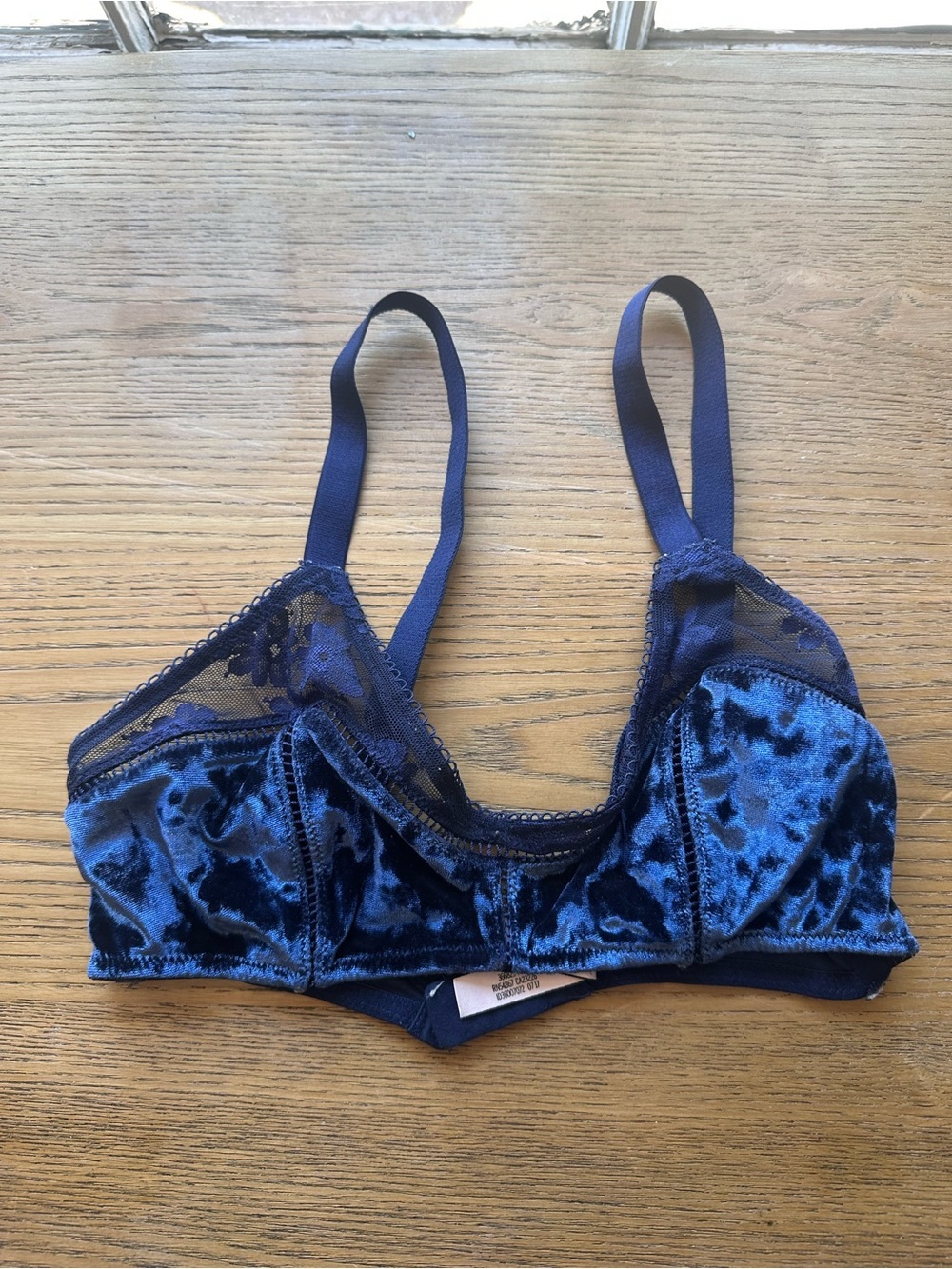 Victoria's Secret Navy Blue Velvet Lace Bralette